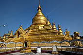 Myanmar - Mandalay, Kuthodaw Pagoda. 729 white pitaka pagodas contain the Tipitaka, the sacred texts of Theravada Buddhism. 